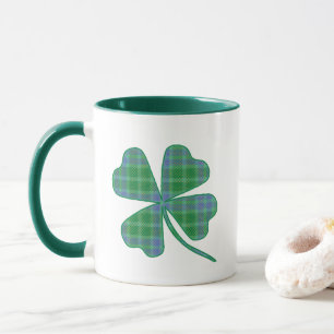 Taza Trébol de Cuadros Verde Afortunado de Cuatro Hojas