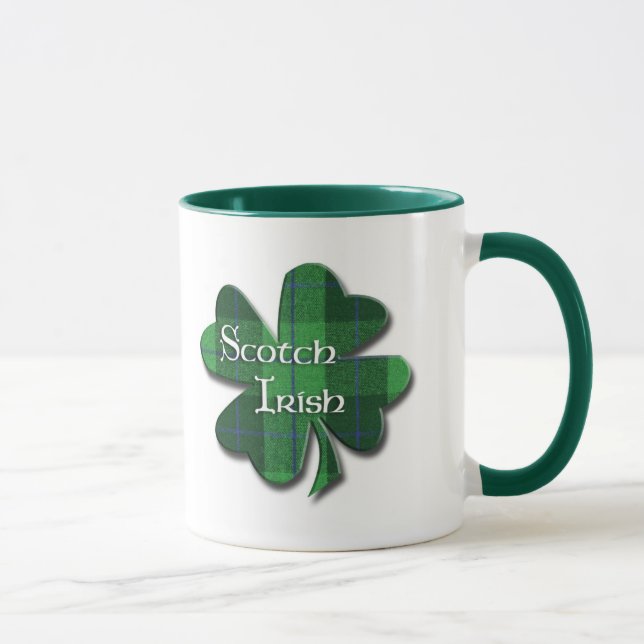 Taza Trébol irlandés escocés de la tela escocesa (Derecha)