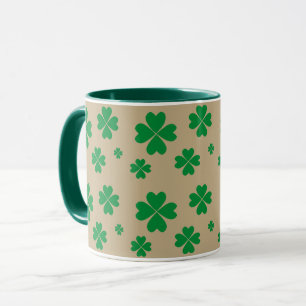 Taza Tréboles Verdes Afortunados sobre Beige