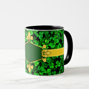 Taza Tréboles verdes de Irlanda, agregar monograma/inic