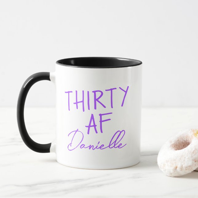 Taza TREINTA AF 30th Birthday Funny Personalizado (Con donut)
