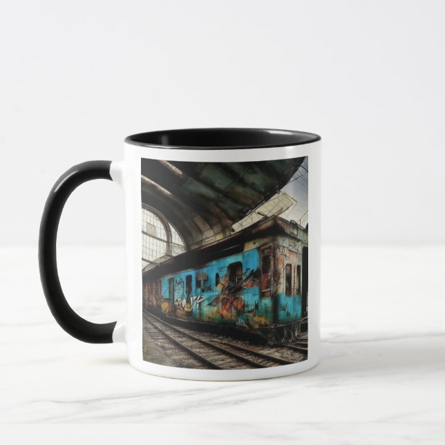 Taza Tren abandonado con graffiti arte urbano (Izquierda)