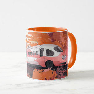 Taza tren de alta velocidad que viaja a través de un pa