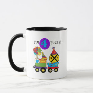 Taza Tren de Cumpleaños 4 camisetas de cumpleaños y reg