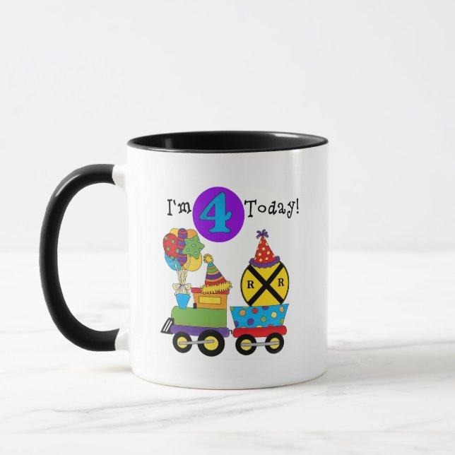 Taza Tren de Cumpleaños 4 camisetas de cumpleaños y reg (Izquierda)