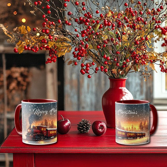 Taza Tren de Navidad Alegre Copos de Nieve Luces Brilla (Subido por el creador)