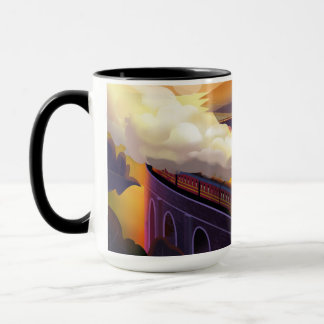 Taza Tren de vapor que atraviesa un puente en Escocia