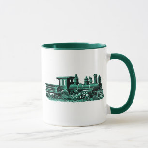 Taza Tren del vintage en verde