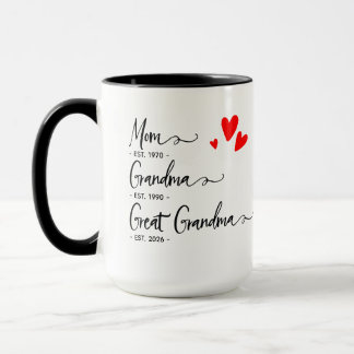 Taza Trendy Custom Year Mom Grandma Great Grandma
