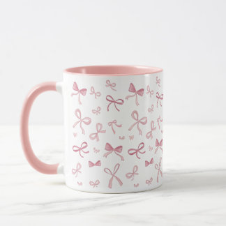 Taza Trendy Pink Bows and Ribbons Pattern Two-Tone Mug