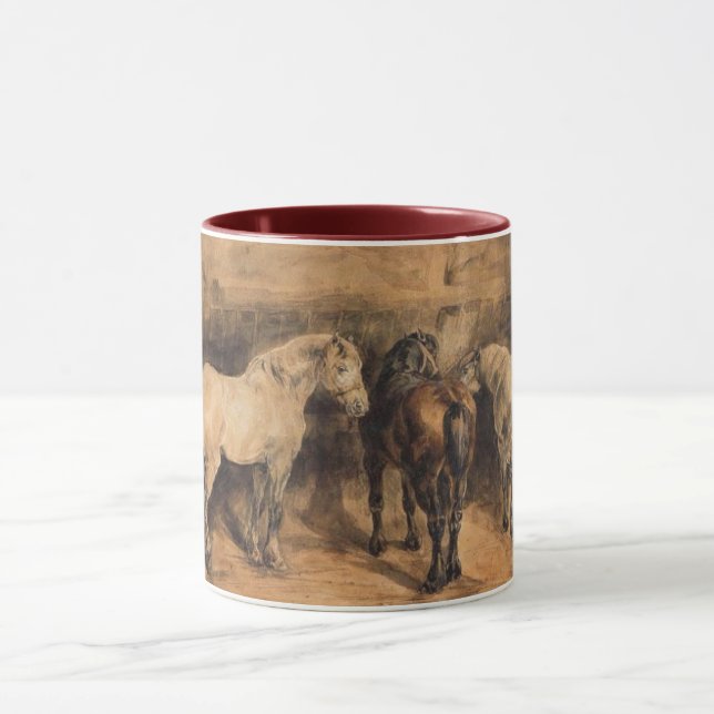 Taza Tres caballos en su establo (Centro)