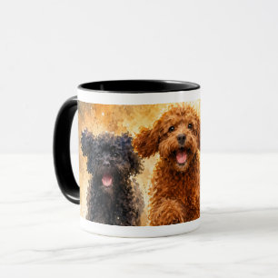 Taza Tres Caniches Corriendo Arte Acuarela Perro Lindo