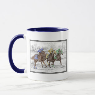 Taza Tres carreras de caballos - Cuello y Cuello