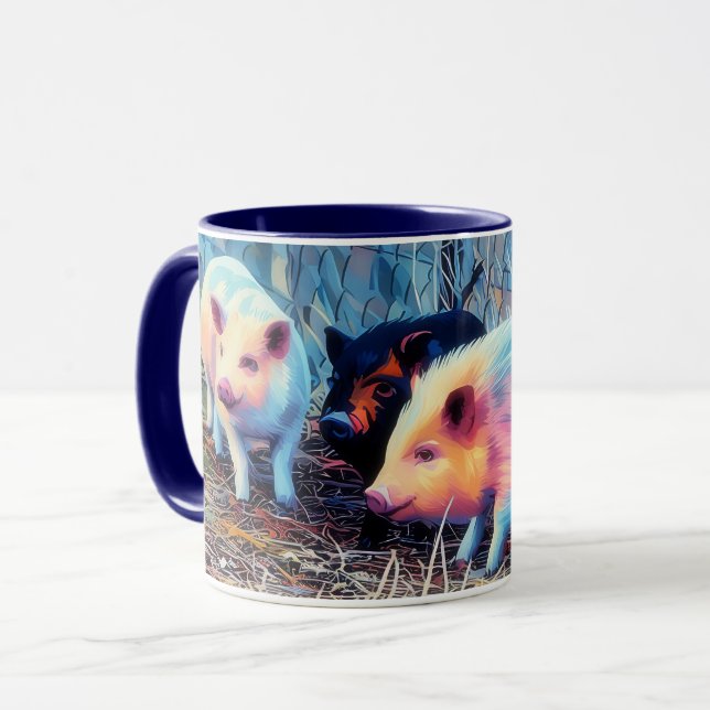 Taza Tres Cerditos Pop Art Farm Style Mug Cup (Anverso izquierdo)
