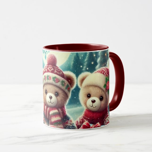 Taza Tres Cuidados Teddy Bears Feliz Navidad (Anverso derecho)