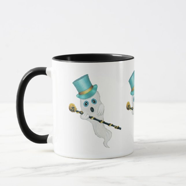 Taza Tres Fantasmas Blancos Ojos Azules Sombreros Cañon (Izquierda)