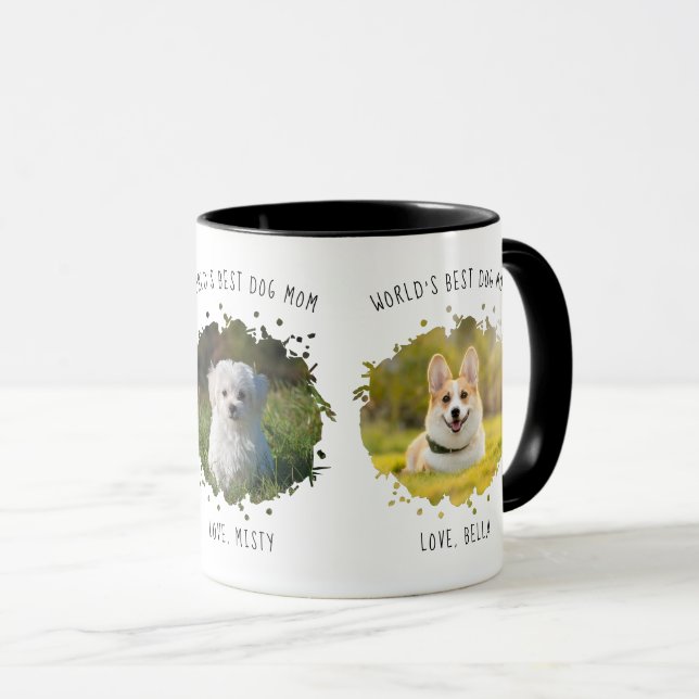 Taza Tres fotos de mascotas personalizadas Mejor mamá d (Anverso derecho)