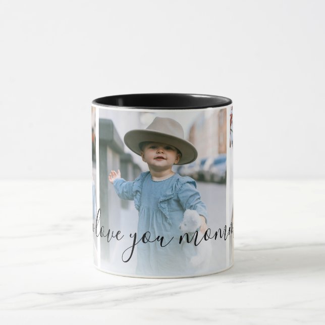 Taza Tres fotos que te amo, mamá Personalizado Mug (Centro)