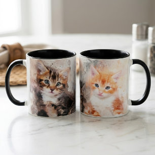 Taza Tres gatitos hermosos y lindos acuarela