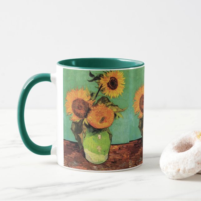 Taza Tres girasoles en una bolsa de Vincent van Gogh (Con donut)