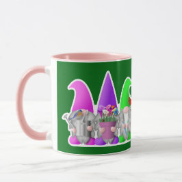 Taza Tres gnomos de jardín de primavera