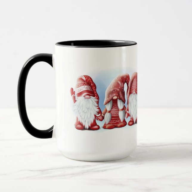 Taza Tres gnomos graciosos Navidades Coffee Mug (Izquierda)