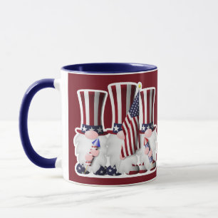 Taza Tres gnomos patrióticos americanos