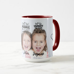 Taza Tres hermanas citas de hermana retrato tipografía