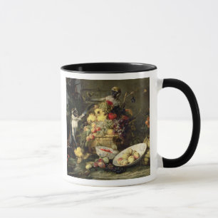 Taza Tres monos que roban la fruta (aceite en lona)