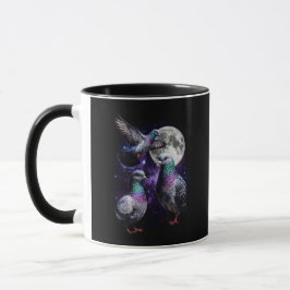 Taza Tres Palomas Luna Cósmico Gráfico Retro