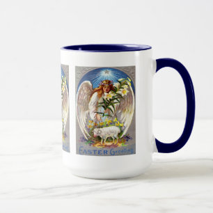Taza Tres paneles de ángel y cordero vintage, ZSSG