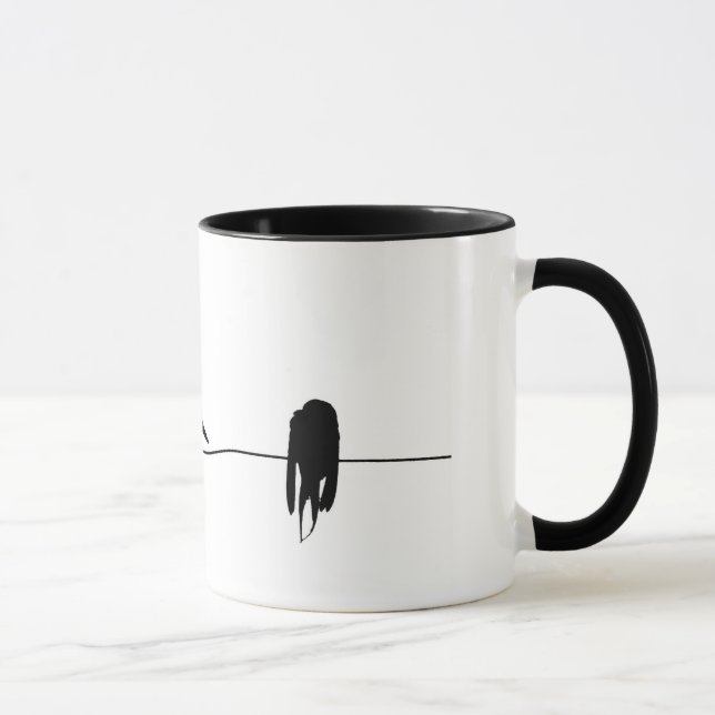 Taza Tres pequeños pájaros que se sientan en un alambre (Derecha)