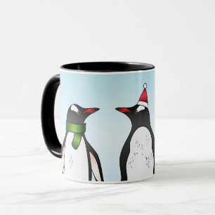 Taza Tres pingüinos Gentoo de Navidad con un nombre per