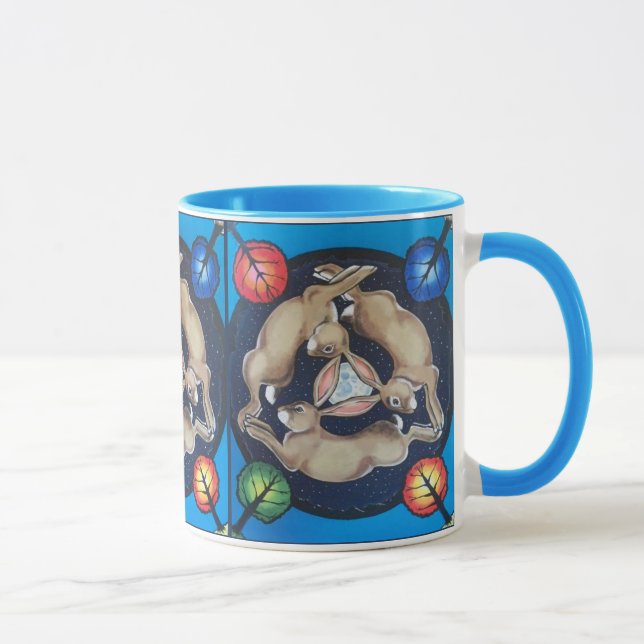 Taza Tres Rabbits Hares persiguiendo a la luna cuatro e (Derecha)