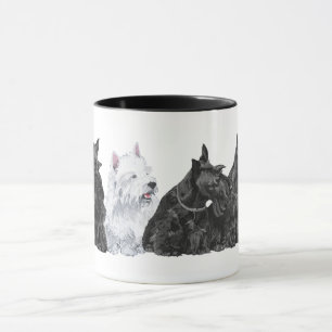 Taza Tres Scotties y un Westie