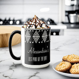 Taza Triángulos geométricos blancos personalizados