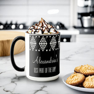 Taza Triángulos geométricos blancos personalizados