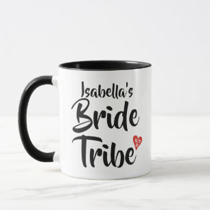 Taza Tribu de la Novia Fecha Roja Corazón Personalizado