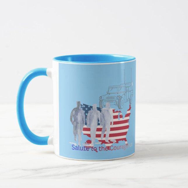 Taza Tributo de corazones valientes azul claro (Izquierda)