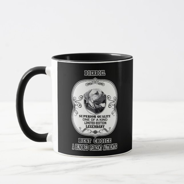 Taza Tributo de perro blanco y negro boerboso (Izquierda)
