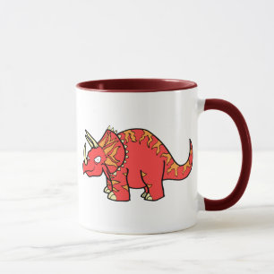 Taza Triceratops rojo enojado - Dinosaur-gifts.com