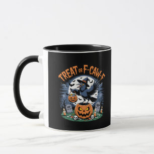 Taza Trick o F-Caw-f Funny Crow Halloween Spooky