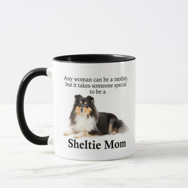 Taza Tricolor Sheltie Mom Mug (Izquierda)