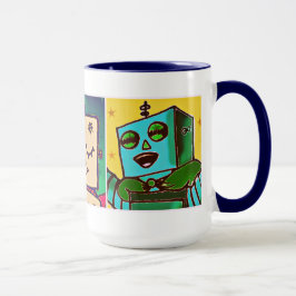 Taza tricolora de los robots