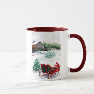 Taza Trineo y petirrojo rojo