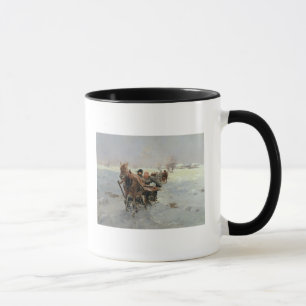 Taza Trineos en un paisaje del invierno