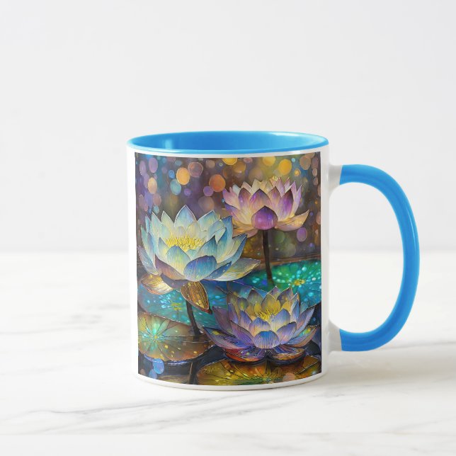 Taza Trío de flores de loto brillantes (Derecha)