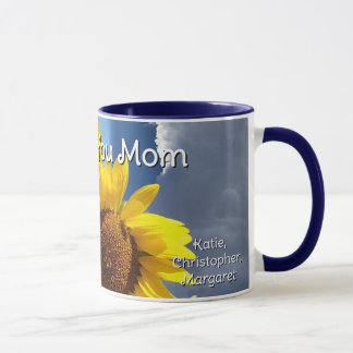 Taza Trío de girasoles y cielo azul aman a mamá