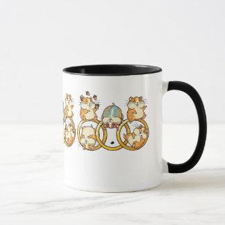 Taza Trío de hámsters lindos en anillos Arte de dibujos
