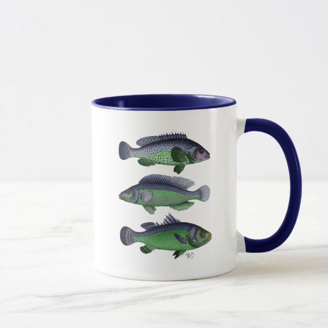 Taza Trío de peces azul y verde (Derecha)